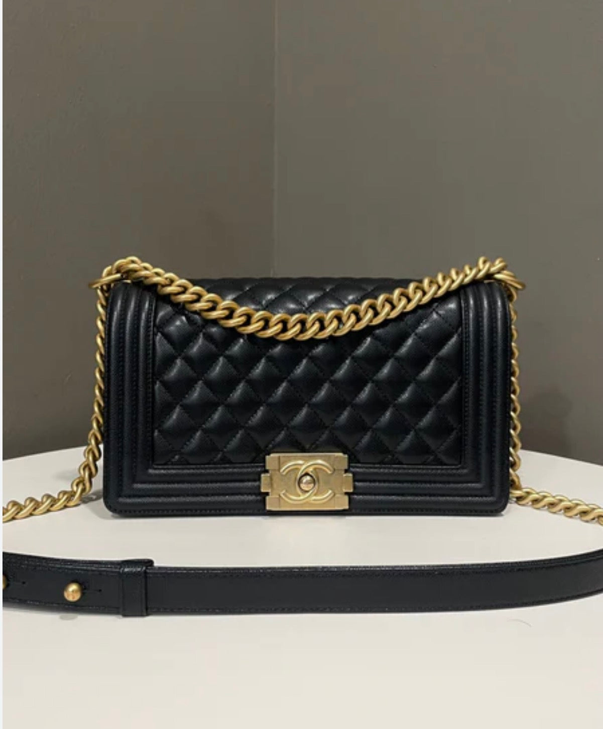 CHANEL Boy Flap Bag in Quilted Genuine Leather with Brand Box