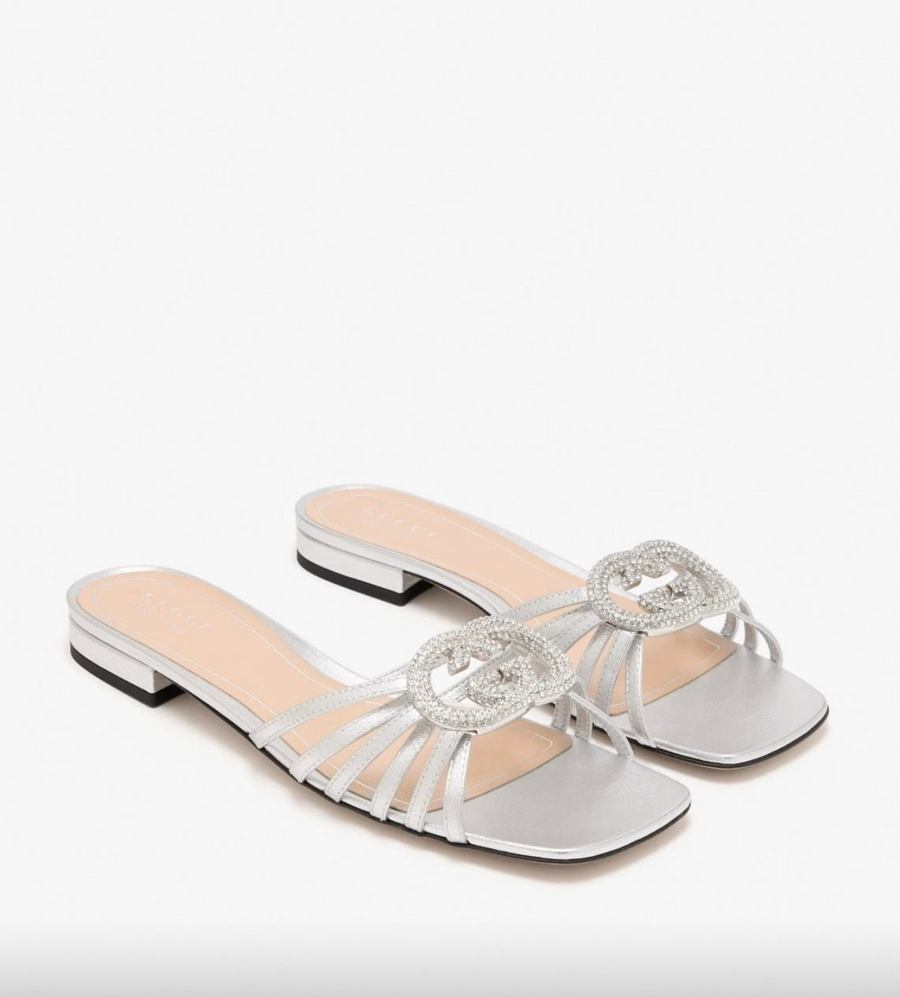Gucci Interlocking Crystal Embellished Sandal with Brand Box
