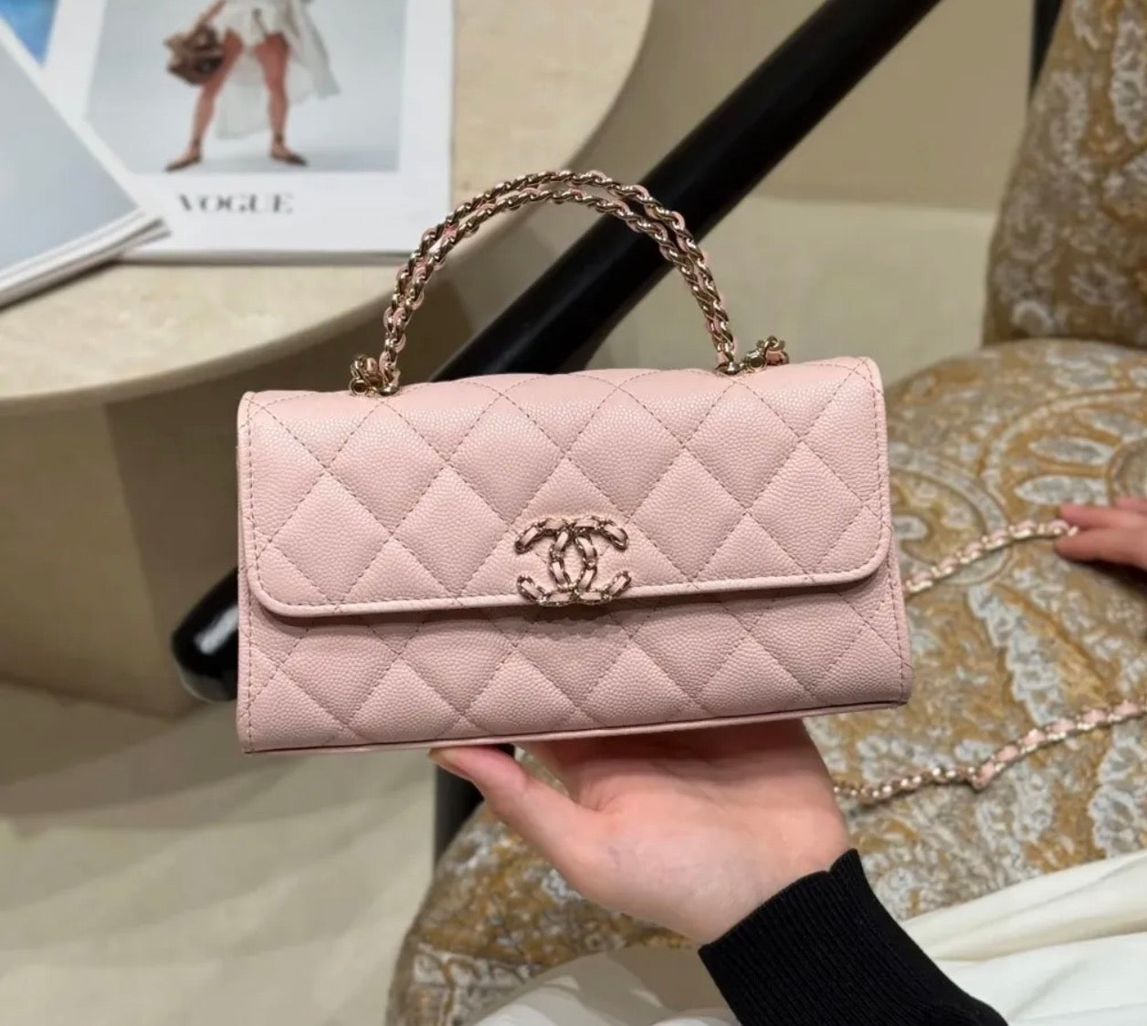 Chanel Mini Flap Top Handel with Brand Box