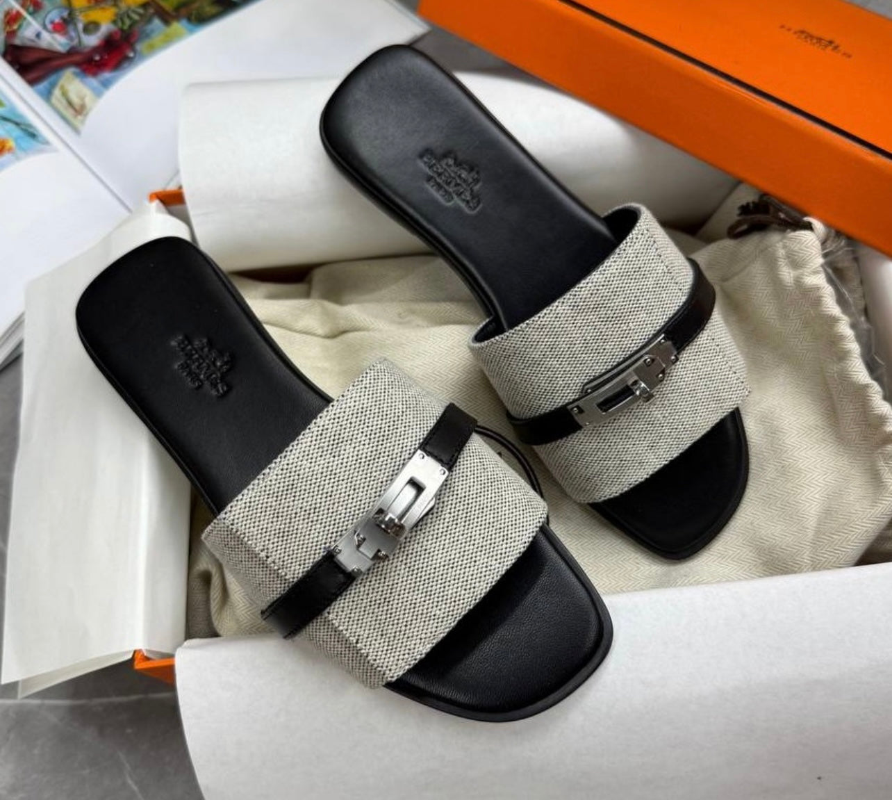 Hermes Gabriel Slides with Brand Box