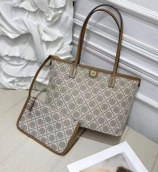 Tory Burch T Monogram Jacquard Tote Bag with Box and Pouch
