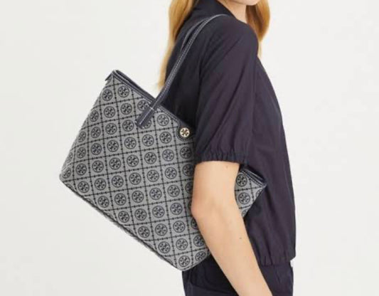 Tory Burch T Monogram Jacquard Tote Bag with Box and Pouch