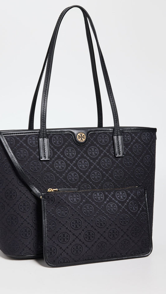 Tory Burch T Monogram Jacquard Tote Bag with Box and Pouch